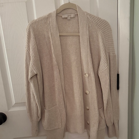 LOFT Women's Beige Knit Cardigan - Picture 1 of 3